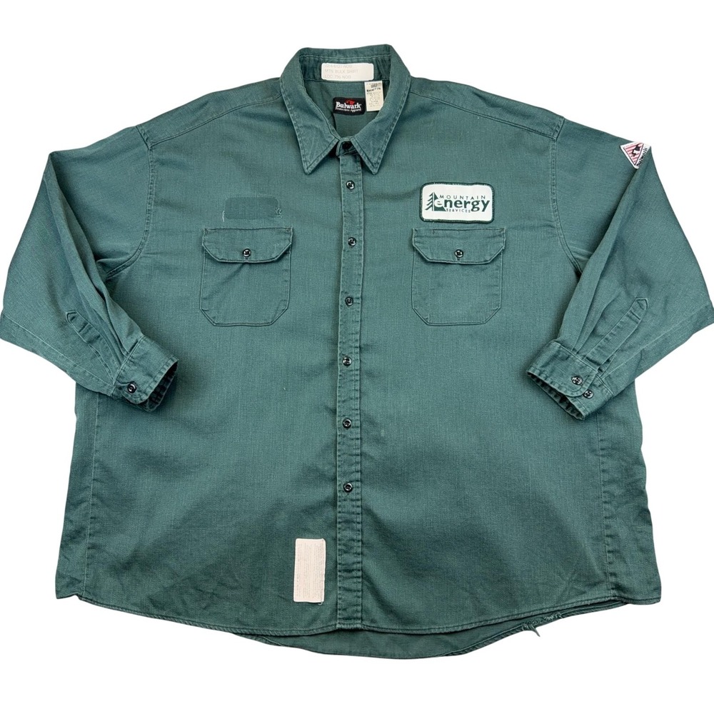 Bulwark FR Shirt Mens 4XL Green Flame Resistant Work Long Sleeve 22-4-6127-NOG